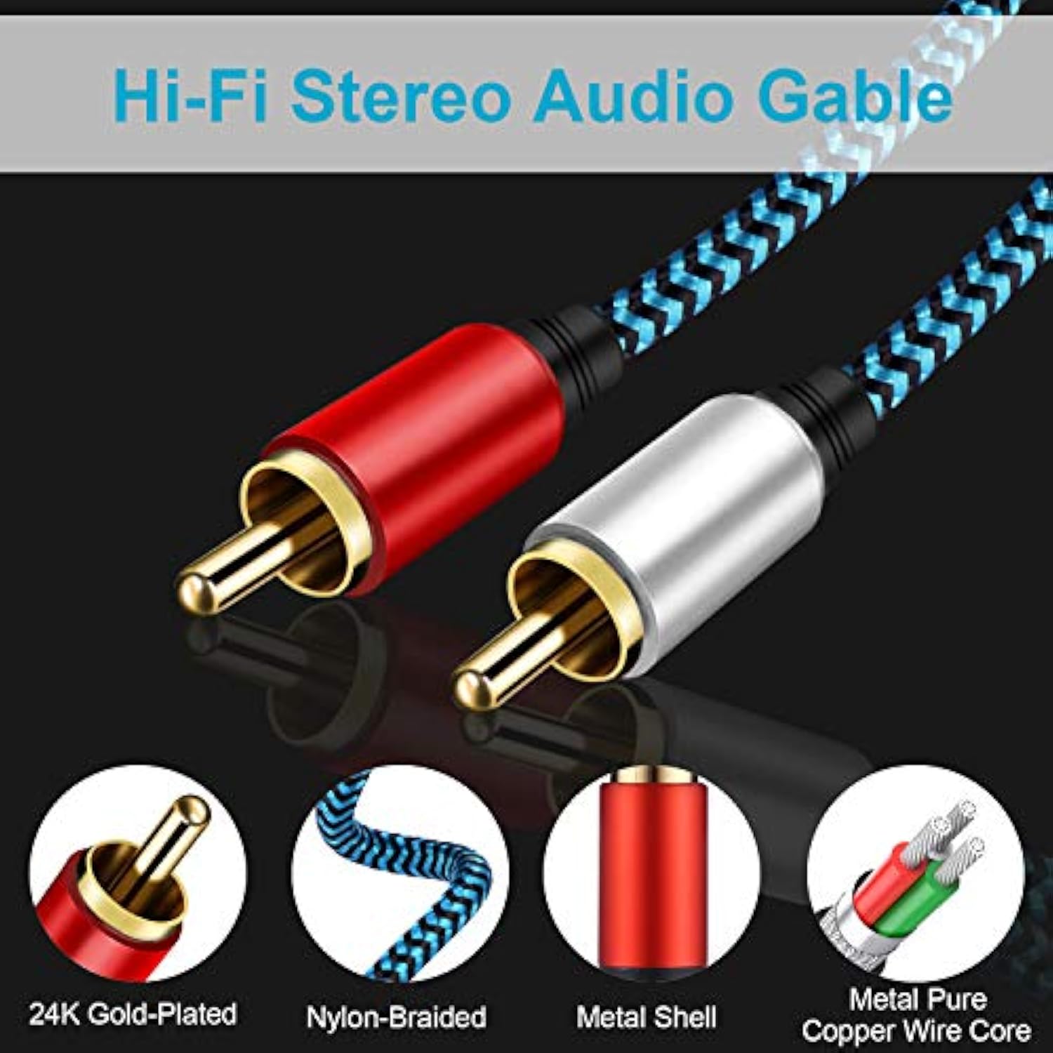 2Rca To 2Rca Cable 30 Ft Rca Cable 2Rca Male To 2Rca Male Stereo Audio Cable F