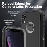 For Iphone Xr Case, Military Grade 3 In 1 Heavy Duty Shockproof/Drop Proof/Dust Proof Case With 2Pcs Tempered Glass Screen Protector (Black/Grey)