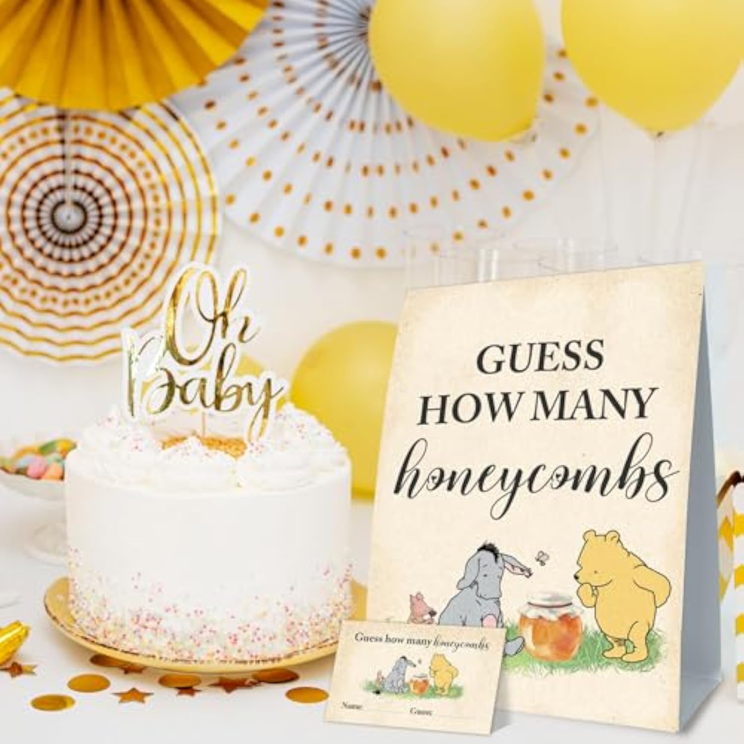 Winnie The Pooh Baby Shower Decorations-Baby Shower Games-Baby Shwoer Party Decor-Baby Shower Table Sign Centerpieces-Baby Shower Games Pooh Birthday Supplies Party Decorations