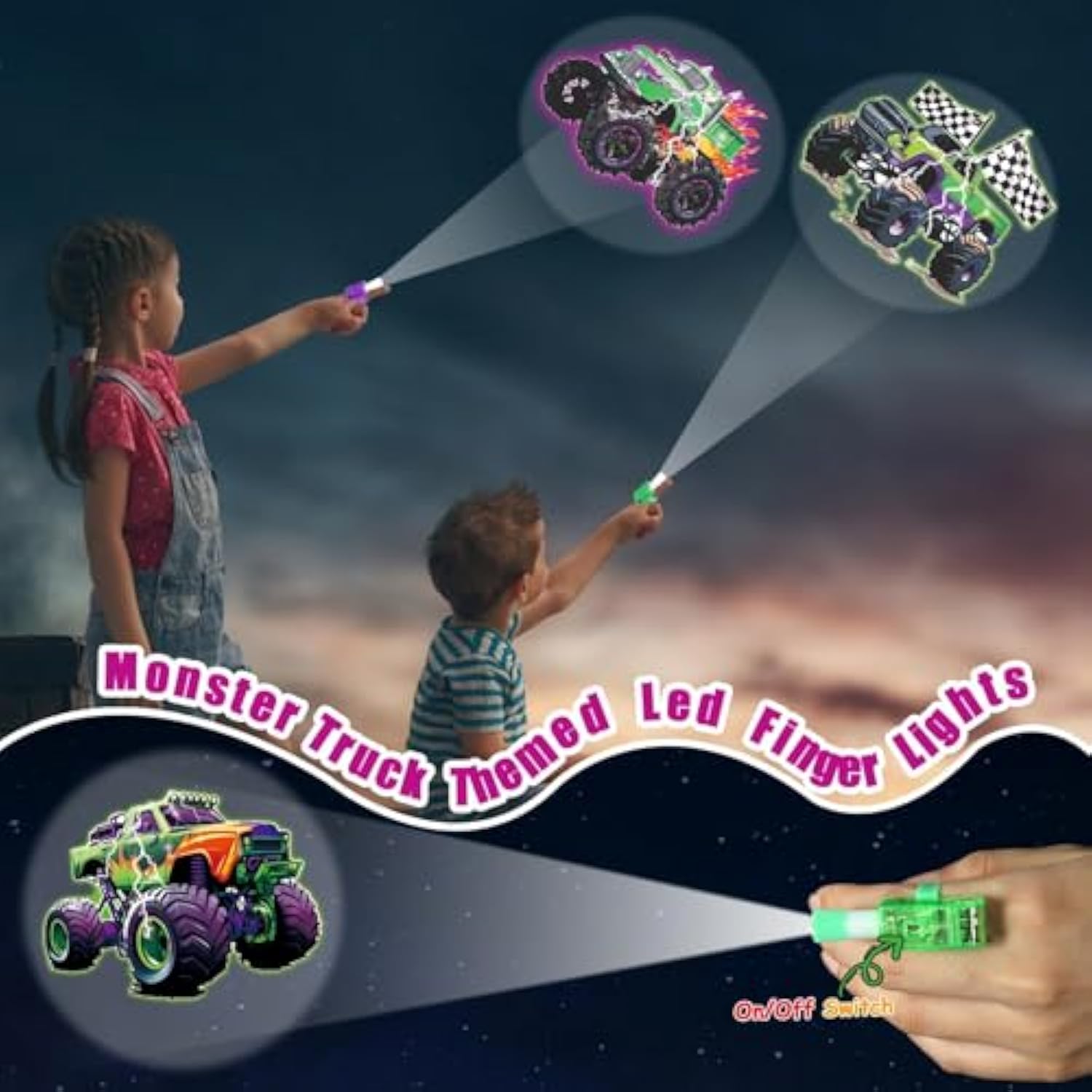 36 Pcs Monster Truck Party Favors Led Finger Lights Glow In The Dark Light Up Truck Toys Back To School Supplies Classroom Prizes Goodie Bag Stuffers Gifts For Kids Boys Girls Birthday