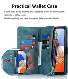 for  Galaxy A14 5G Wallet Case with Card Holder for Women, Crossbody Lanyard Strap Kickstand PU Leather Case with Zipper Pocket Credit Card