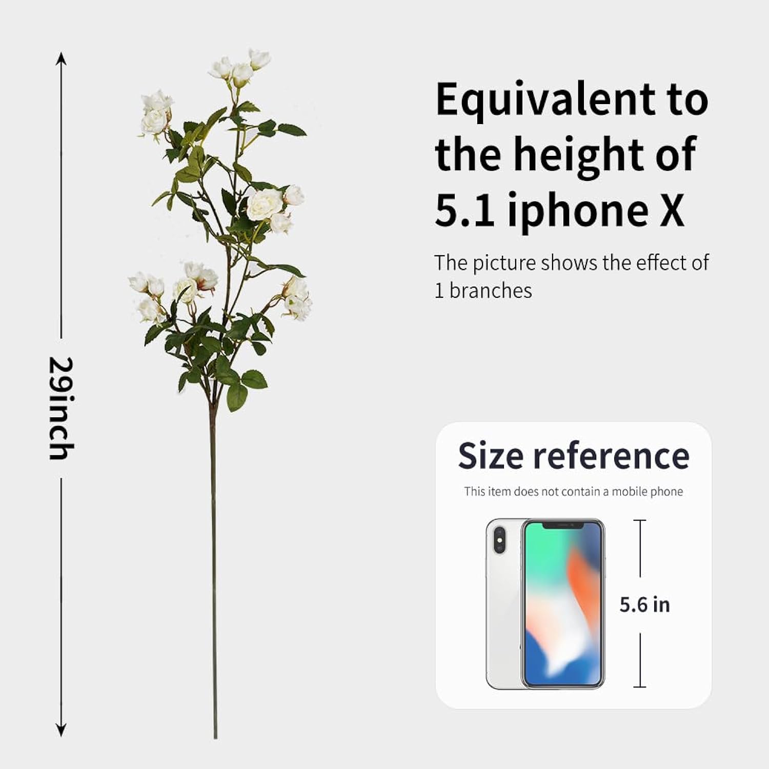 Artificial Flowers Fake Flowers,6Pcs 29" Artificial Rose For Vase, Long Stems White Artificial Flowers Faux Flower Arrangements For Shop Garden Office Home Décor(6, White Rose)