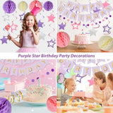 Purple Happy Birthday Party Decorations – Banner, Honeycomb Balls, Swirls & Garland for All Ages