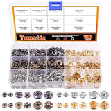 180 Sets 9Mm 12Mm 15Mm Sew-On Snap Buttons 4 Color Snap Buttons Metal