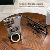 For Samsung Galaxy S25 Ultra Clear Case With Magnetic Ring Stand, [Compatible With Magsafe] Shockproof Plating Soft Case Camera Lens Protector Thin Phone Cover For S25 Ultra 6.9"(Gold)