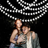 White -Silver Disco Party-Decoration Heart Garland - 52Ft Birthday New Years Eve Hanging Backdrop Streamers,Graduation Engagement Wedding Bachelorette Winter Christmas Banner Decor