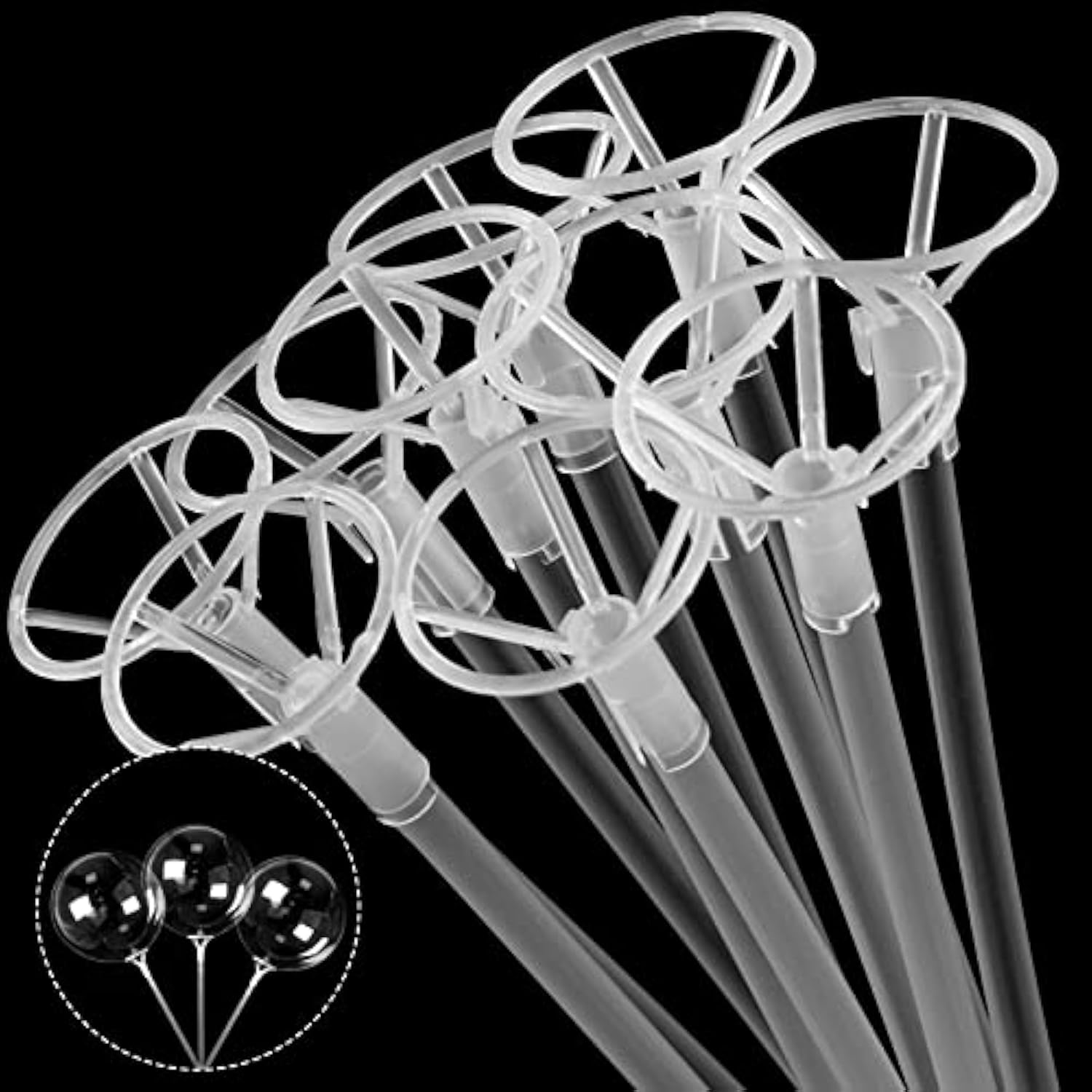20pcs Clear Balloon Sticks & Holders, 15-32” Adjustable Balloon Stands for Birthday and Wedding Parties