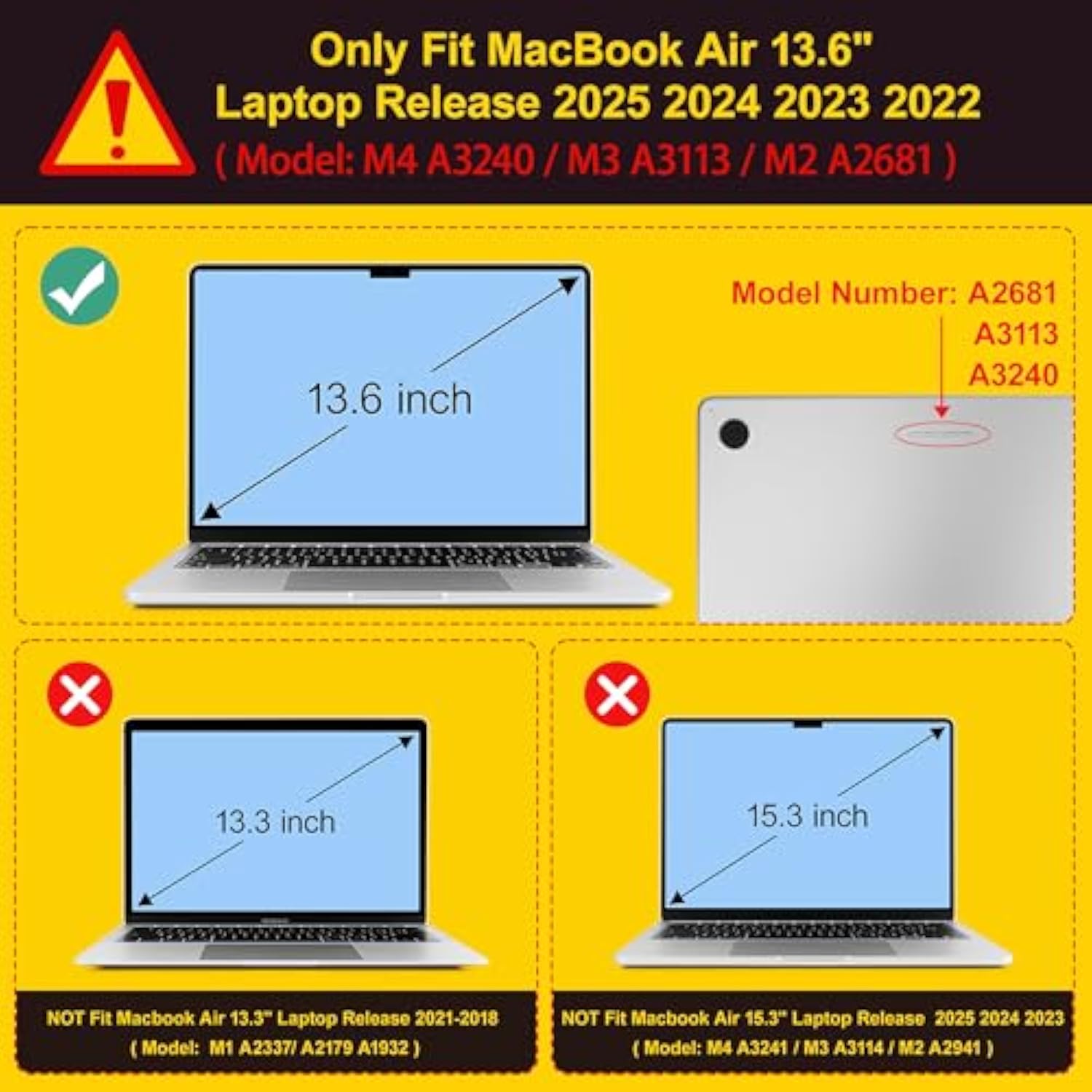 For M4 Macbook Air 13.6 Inch Case 2025-2022 Release M2 Chip Model A3240 A3113 A2681, Plastic Hard Shell Cover For Macbook Air 13.6 Liquid Retina Display With Touch Id, Composition Book