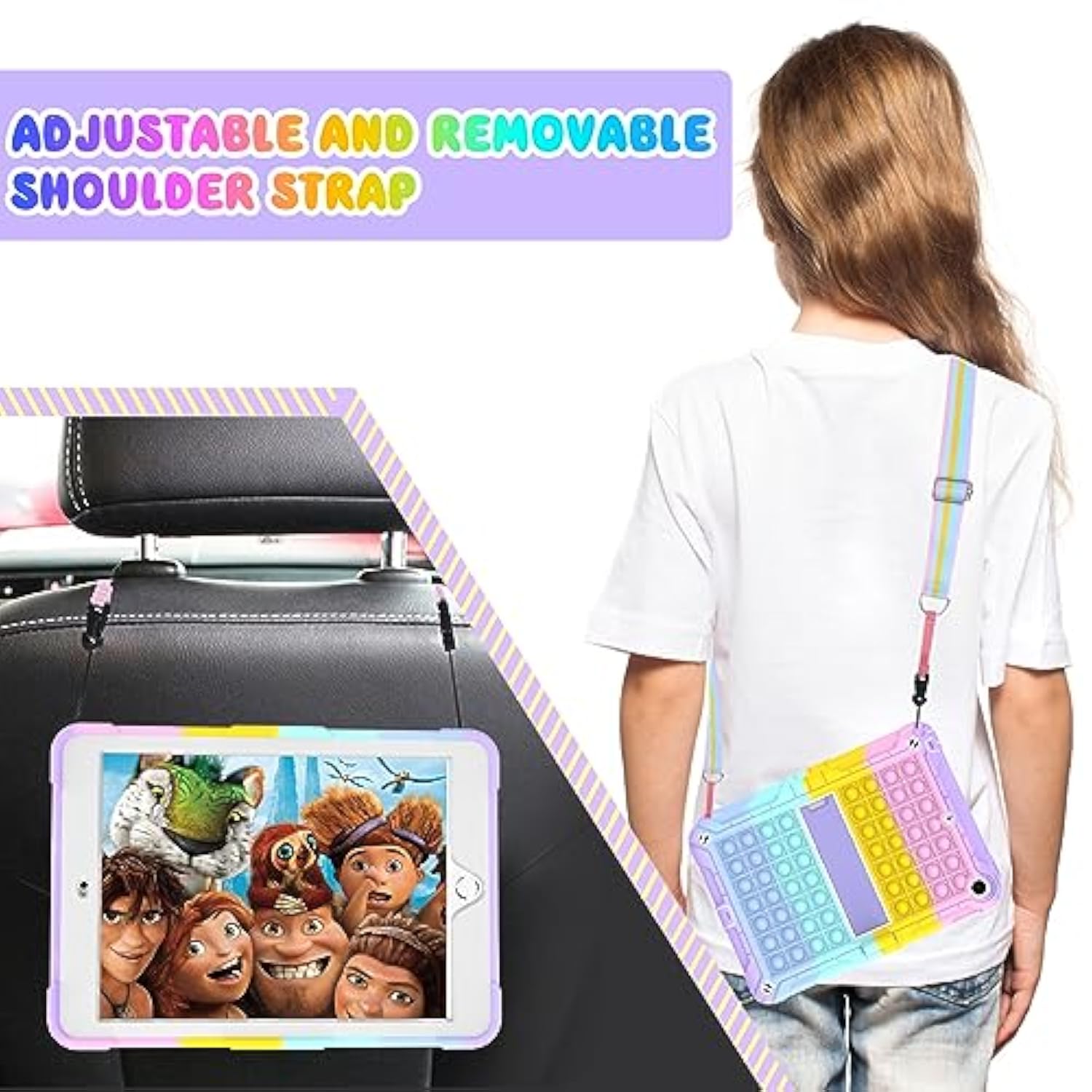 Ipad 5Th/6Th Generation Case Pink Purple For Kids Girls With Glass Screen Prot