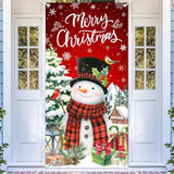 Christmas Door Cover Red Snowman Banner Merry Christmas Door Decorations Winter Snowman Xmas Party Supplies