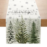 Trees Snowflake Christmas Table Runner Merry Christmas Table Runners Xmas Winter Holiday Kinchen Dining Table Decoration For Home 13X48 Inch