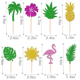 40Pcs Tropical Cupcake Toppers Glitter Leaf Pineapple Flower Palm Tree Flamingo Cupcake Picks Aloha Cake Decorations For Summer Hawaiian Aloha Baby Shower Birthday Wedding Party Cake Supplies