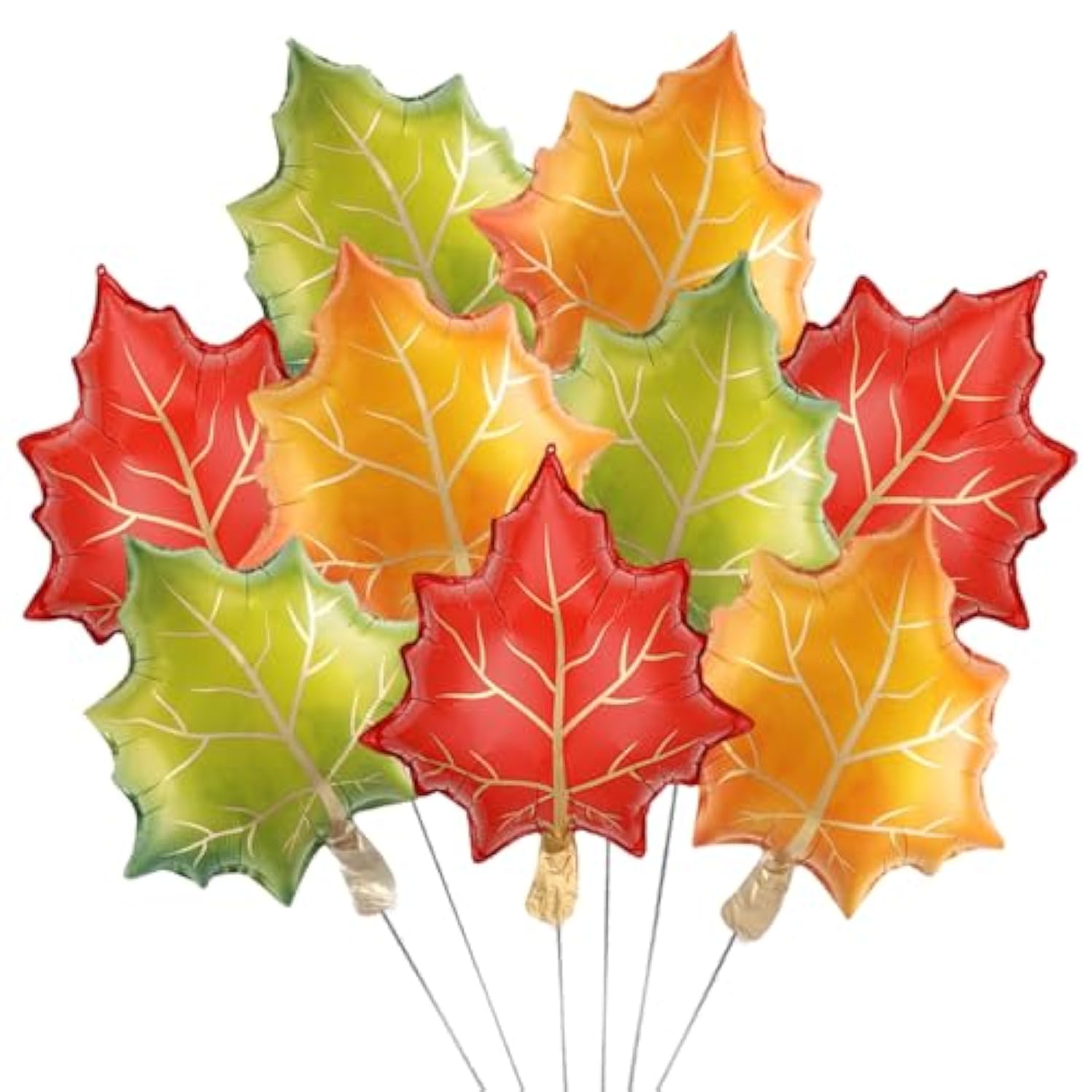 Maple Leaf Foil Balloons (9 Pcs): Fall Thanksgiving Party Decor