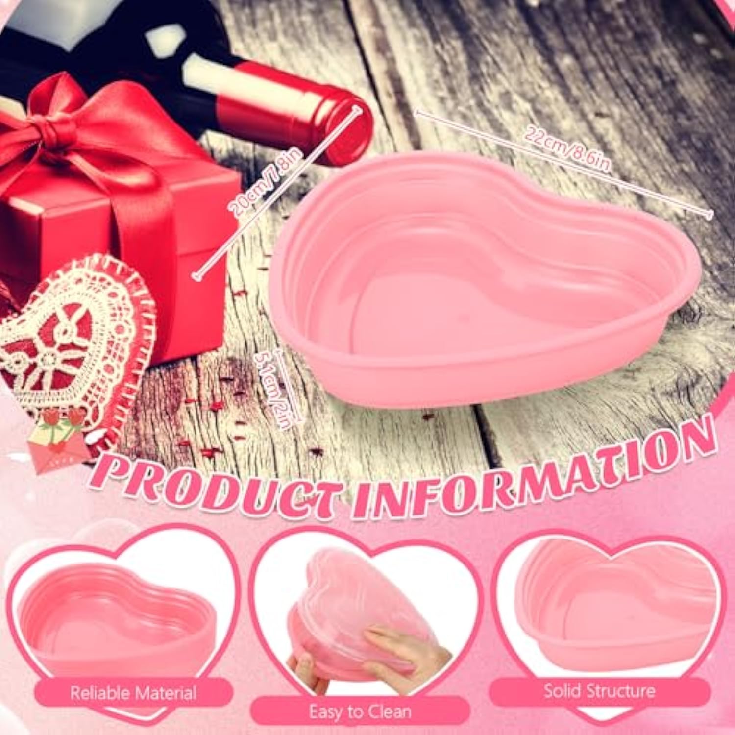 6 Pcs Pink Heart Shaped Food Storage Containers 34 Oz Plastic Seasoning Plates Dessert And Lunch Box Valentine'S Day Heart Box With Clear Lid For Valentine Kitchen Restaurant Fruit Vegetable Food
