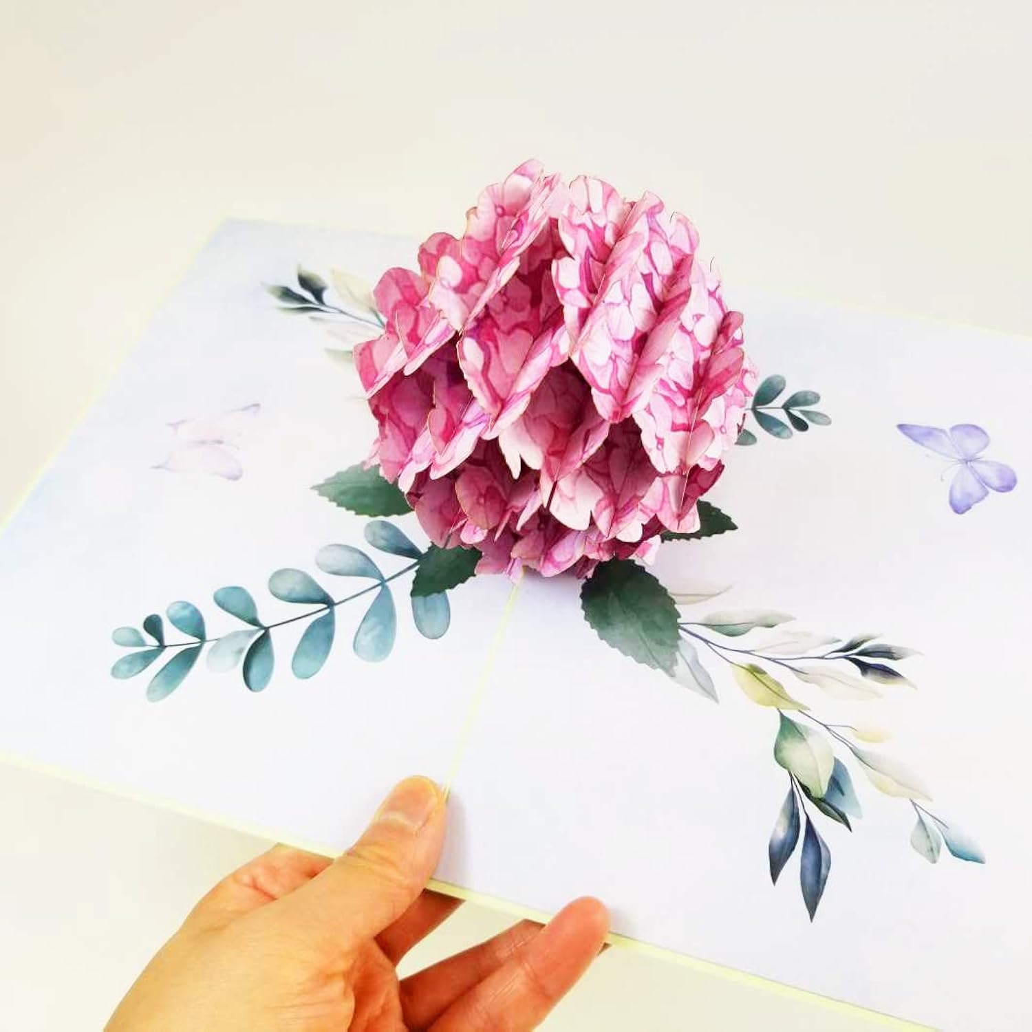 Hydrangea Flower Birthday Card (Pink) - Birthday, Retirement, Graduations, Thank You And Celebrations For Mom, Her, Girl, Wife
