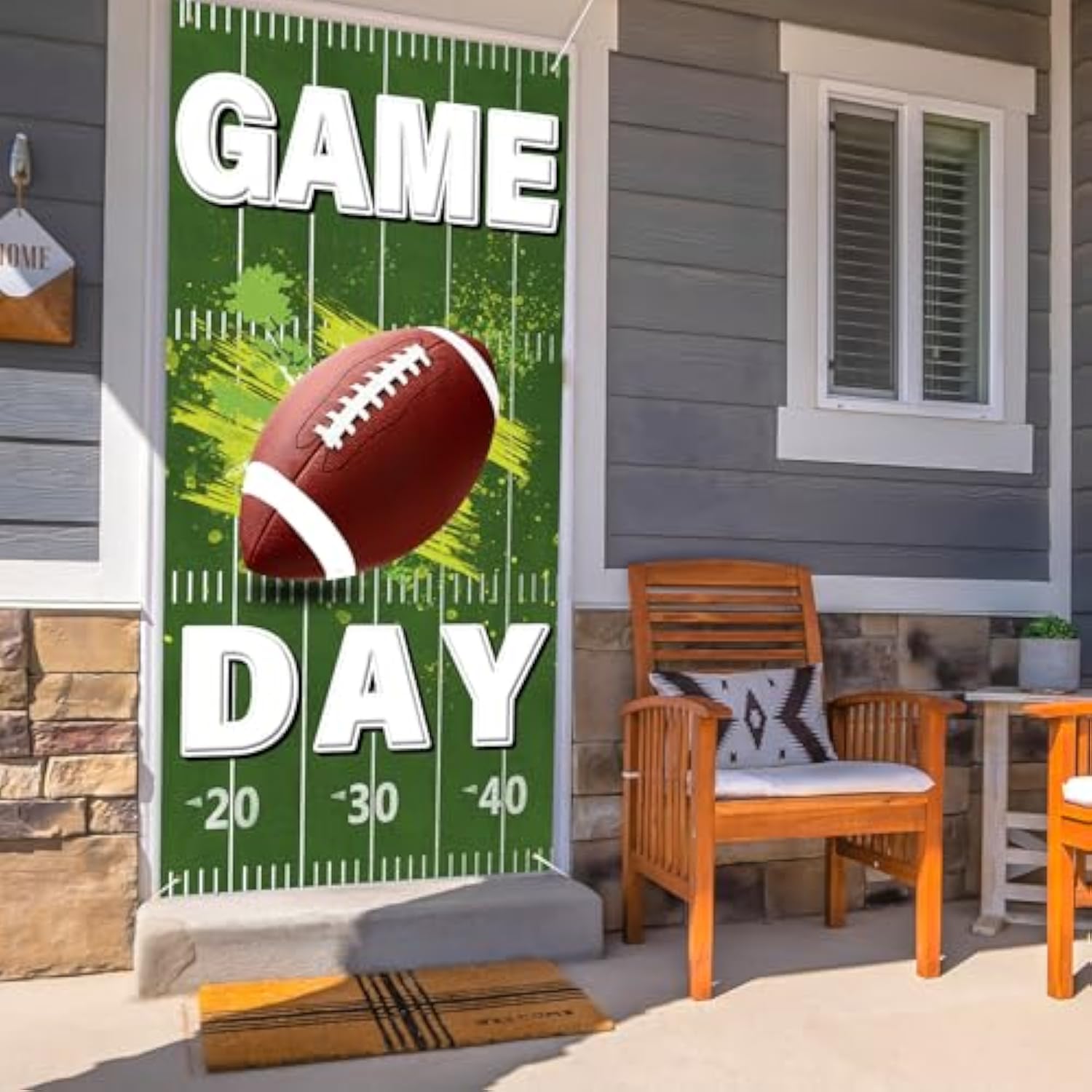 Football Party Door Decorations, Football Door Cover Game Day Banner Backdrop For Sport Birthday Party Decor (Grass)
