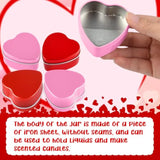 12 Pack 2Oz Valentine'S Day Heart Tins With Lids Bulk Heart Candle Jars Valentine Candle Containers, Heart Shaped Boxes For Candy, Metal Tin Boxes For Candle Making Gifts (Red, Pink)