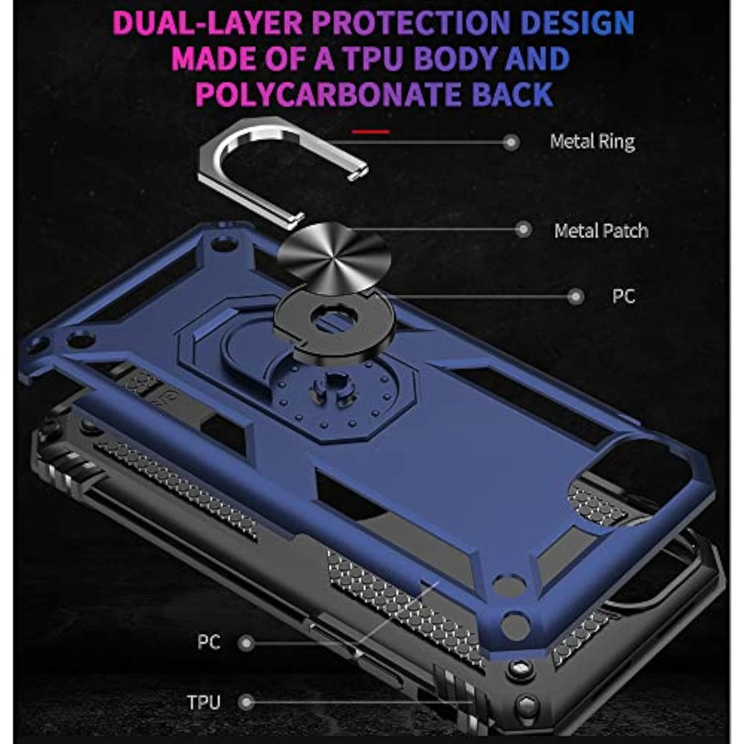 For Iphone Se Case 2022/2020/3Rd/2Rd: Iphone 8/7 Case With Hd Screen Protector, [Military Grade 16Ft. Drop Tested] Ring Shockproof Protective Phone Case For Iphone 8/7,Blue