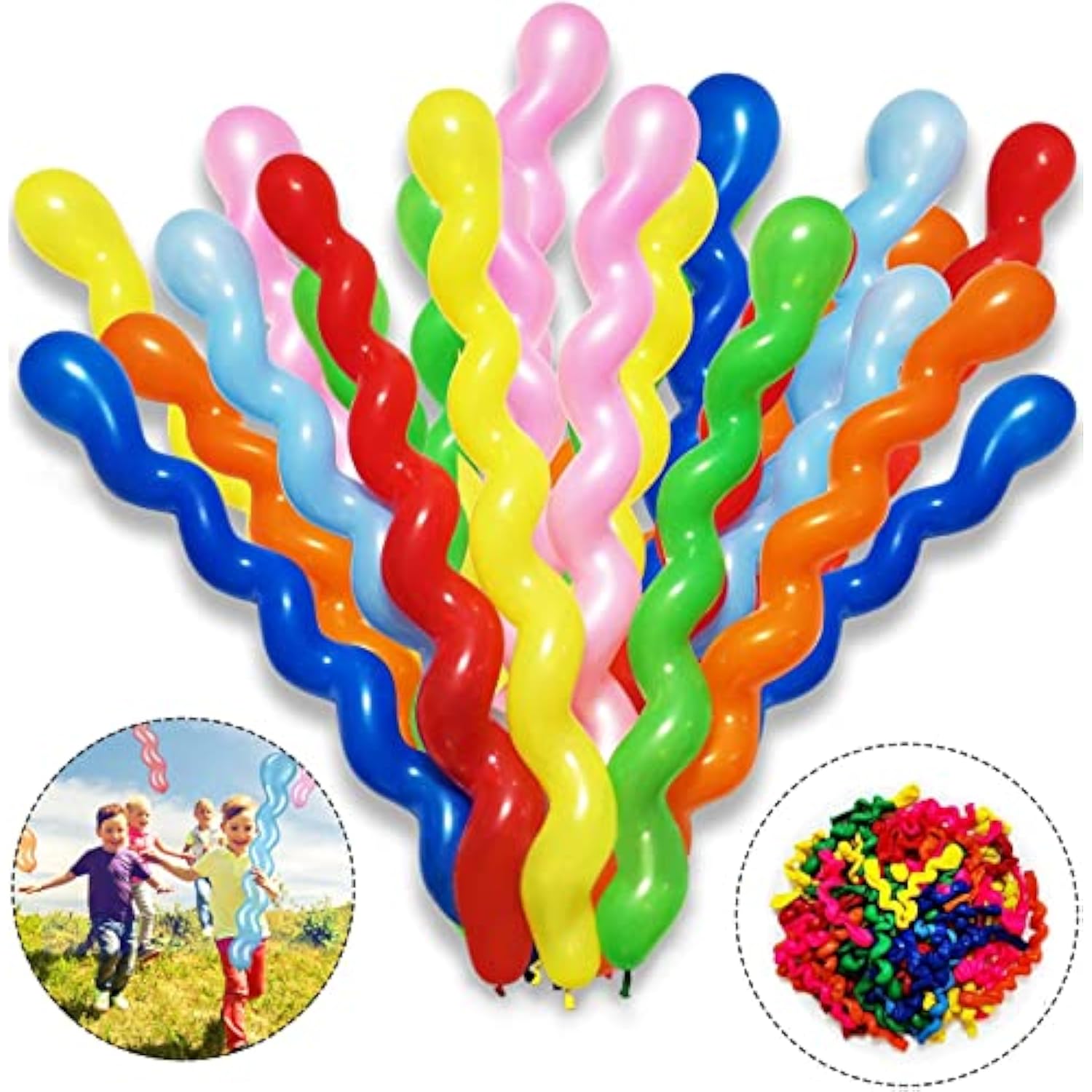 100Pcs 40in Spiral Latex Balloons for Boys and Girls Birthday Parties