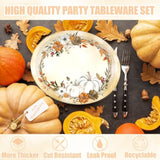 White Pumpkin Paper Plates And Napkins Serve 50, Boho Oval Fall Plates 10" X 12" With 6.5" Napkins Floral Autumn Tableware Fall Party Decorations For Birthday Baby Shower Bridal Shower Thanksgiving