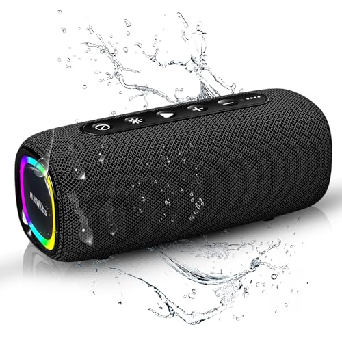 AuraBoom Portable Bluetooth Speaker, 20W Dolby Stereo Sound, Deep Bass, IPX5 Water-Resistant, 25H Playtime, RGB Lights, 40W TWS Pairing, BT 5.3,