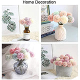 Artificial Flowers, 12Pcs Fake Flowers Silk Artificial Chrysanthemum Ball Hydrangea Bridal Wedding Bouquet For Home Garden Party Wedding Decor (Grey, 12 Pcs)