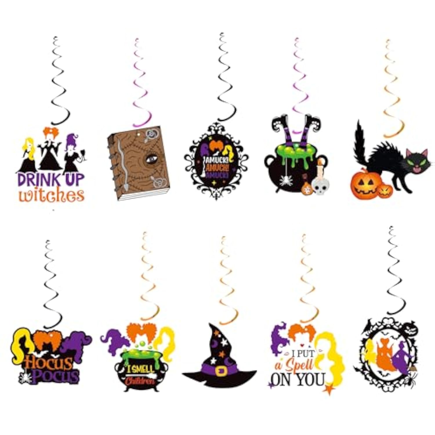 30Pcs Hocus Pocus Decorations - Swirl Decorations For Halloween, Birthday, Party, Trunk Or Treat, Baby Shower