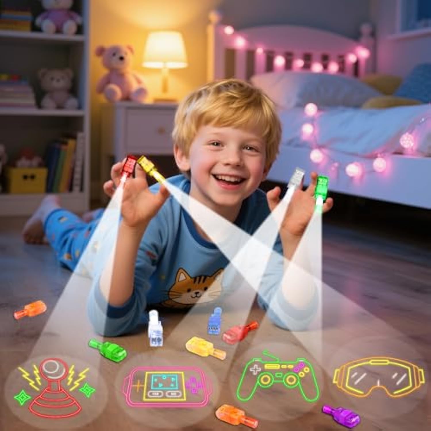 32 Pcs Video Game Party Favors Finger Lights, Gamer Neon Glow In The Dark Light Up Party Supplies Gaming Toys Bulk For Kids Boy Girl Birthday Gifts Goodie Bags Stuffers Back To School Classroom Prizes