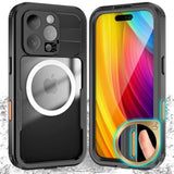 For Iphone 16 Pro Case Waterproof,With Magsafe Snowproof,Dustproof And Shockproof,Ip68 Certified Real 360 Full Body Protection Fully Sealed Underwater Cover For Iphone 16 Pro 6.3" Black