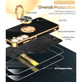 Samsung Galaxy A16 5G Case 2 Pack with Screen Protector & Rotatable Ring Holder Black