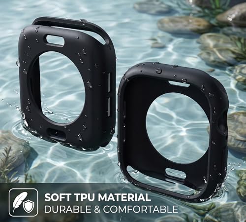 Slim Bumper Case Compatible with Apple Watch, Soft Silicone TPU Protective Cover, Rugged Frame with Open Screen Design Protector for iWatch Series