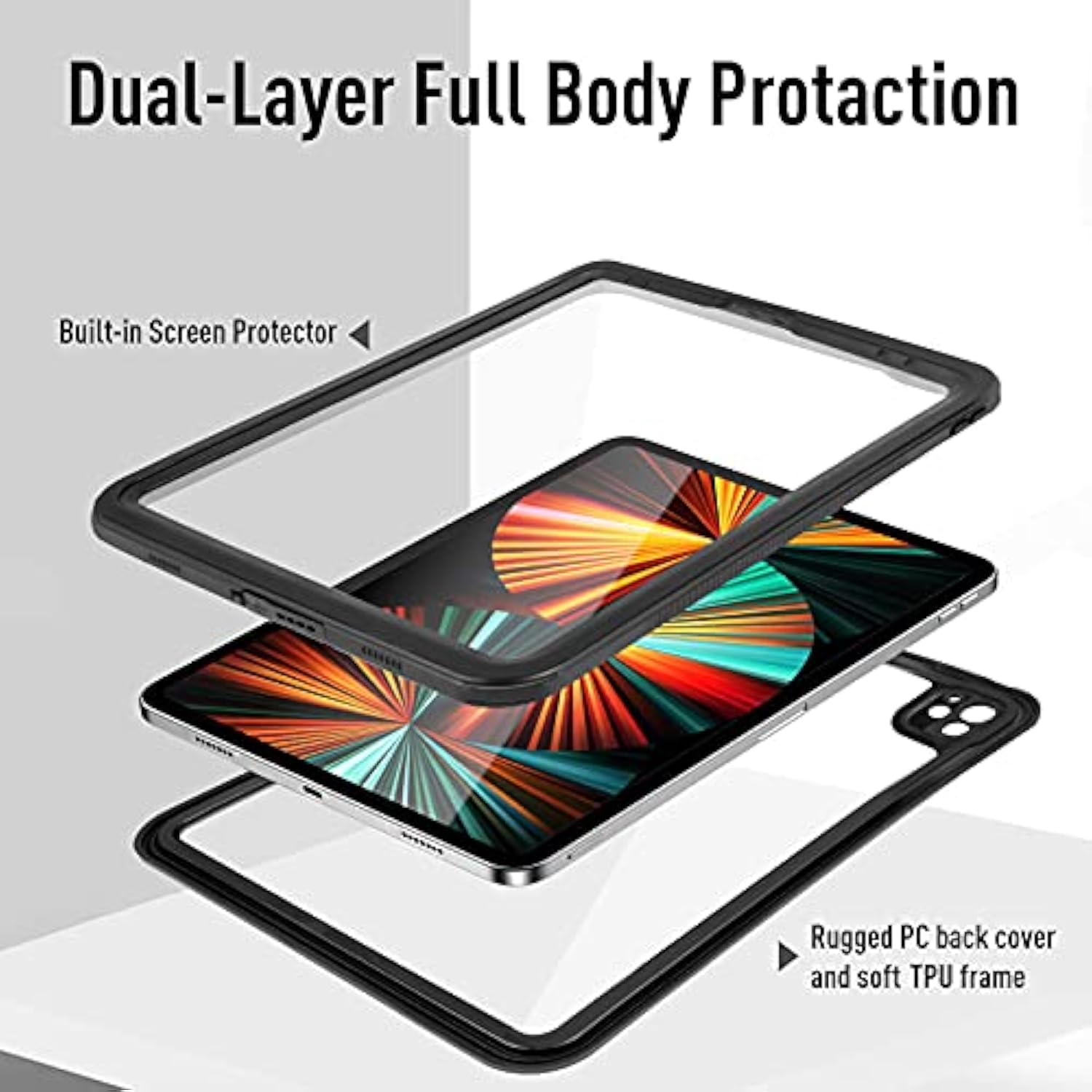 Ipad Pro 12.9 Inch Gen 5 Waterproof Case 2021,Underwater Protective Dustproof