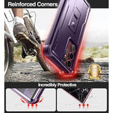 Full Body Case For Galaxy S22 Ultra 5G/6.8 Inches, [Extra Front Frame] Heavy Duty Military Grade Protection Built-In Screen Protector And Kickstand For Samsung S22 Ultra 5G,Phantom Purple