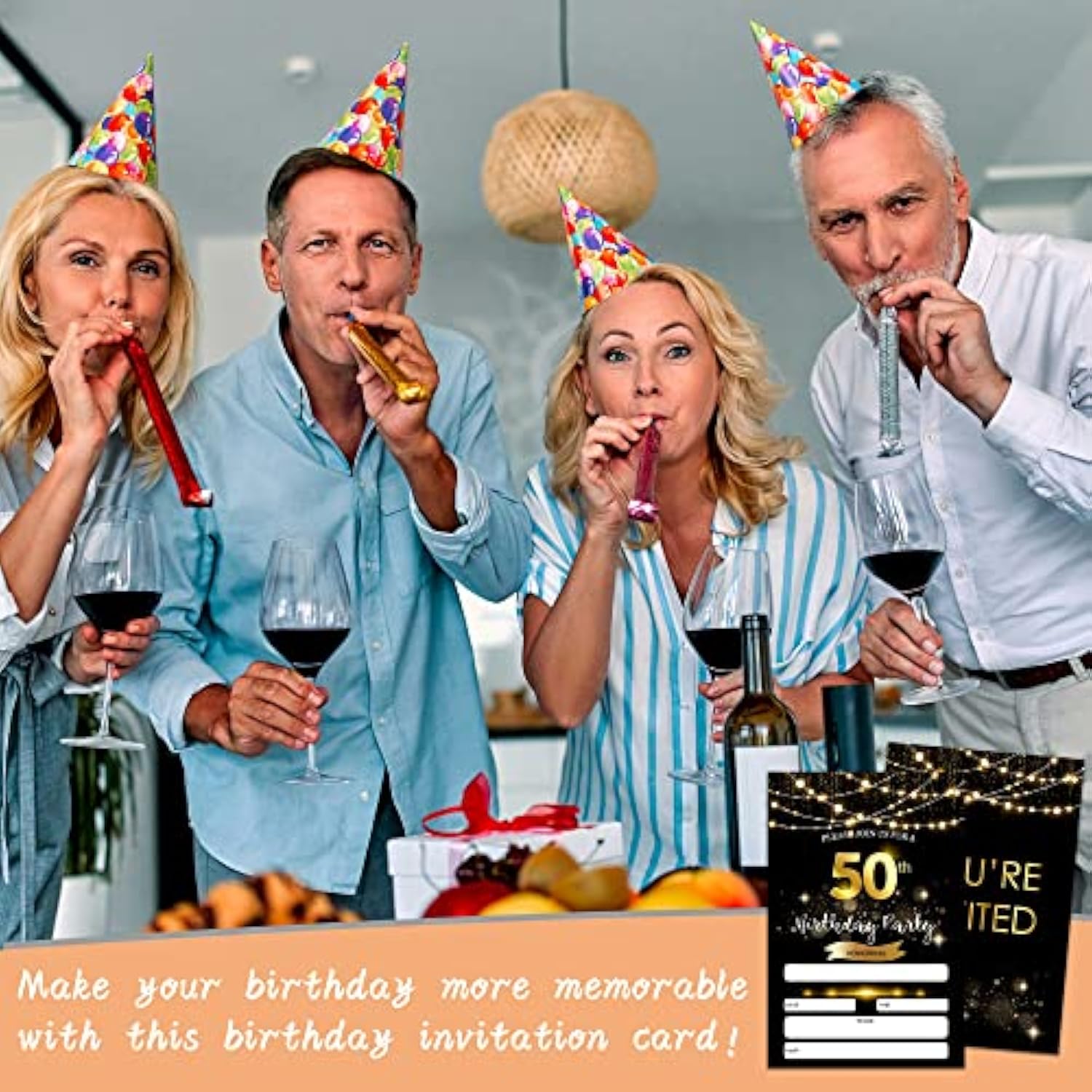 50Th Birthday Invitations With Envelopes - Black Gold Glitter Fill-In Invites Cards - Surprise Birthday Party Invitation Card For Him/Her - Adults Birthday Party Favors Supplies Decorations (20 Pack)