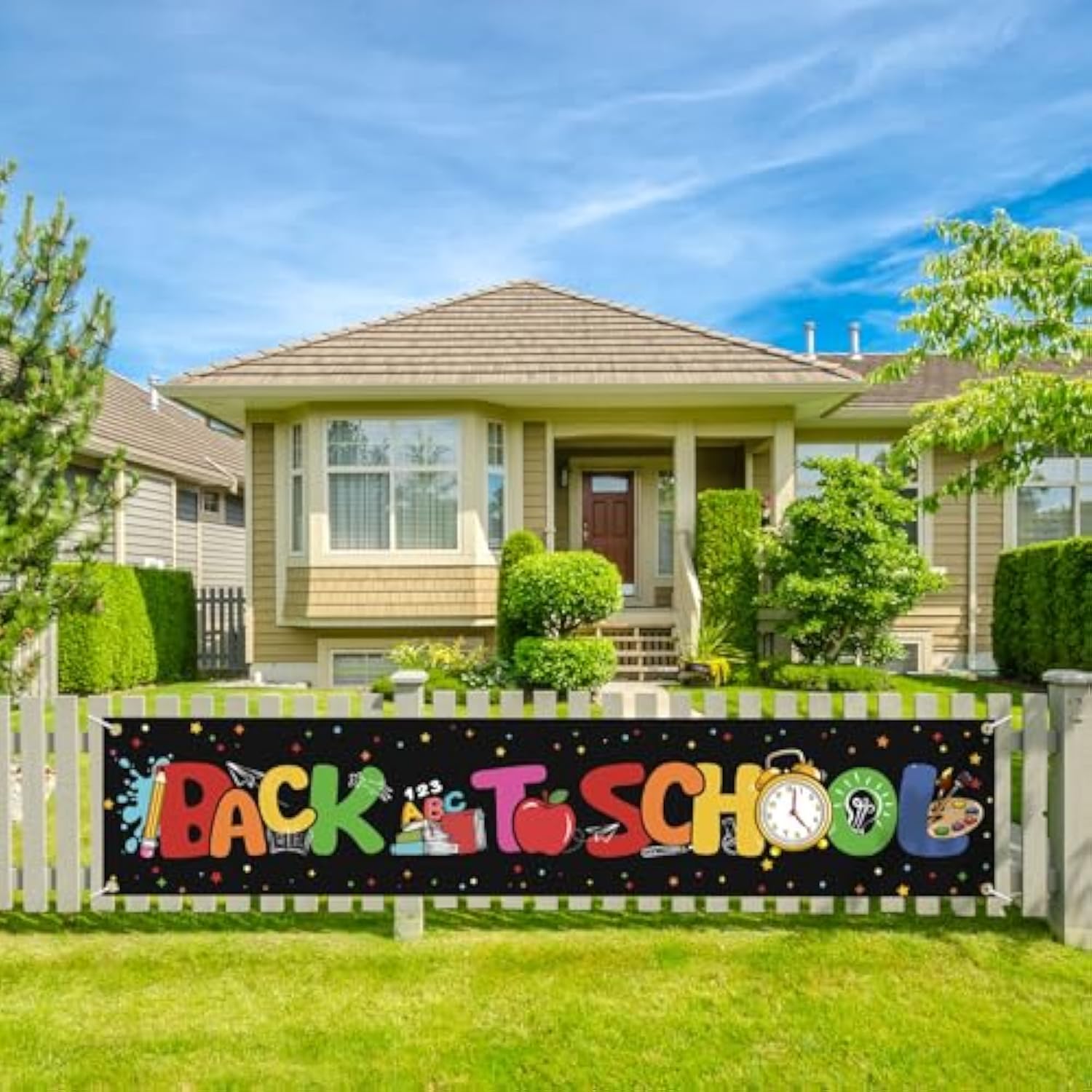 Back To School Yard Banner Welcome Back To School Party Yard Sign First Day Of School Classroom Hanging Decorations, 118 X 24 Inch