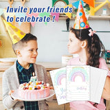 Rainbow Birthday Party Invitations, Pastel Invite Cards (20-Pack) With Envelopes, Birthday Party Supplies Decorations(4"X6")-C01