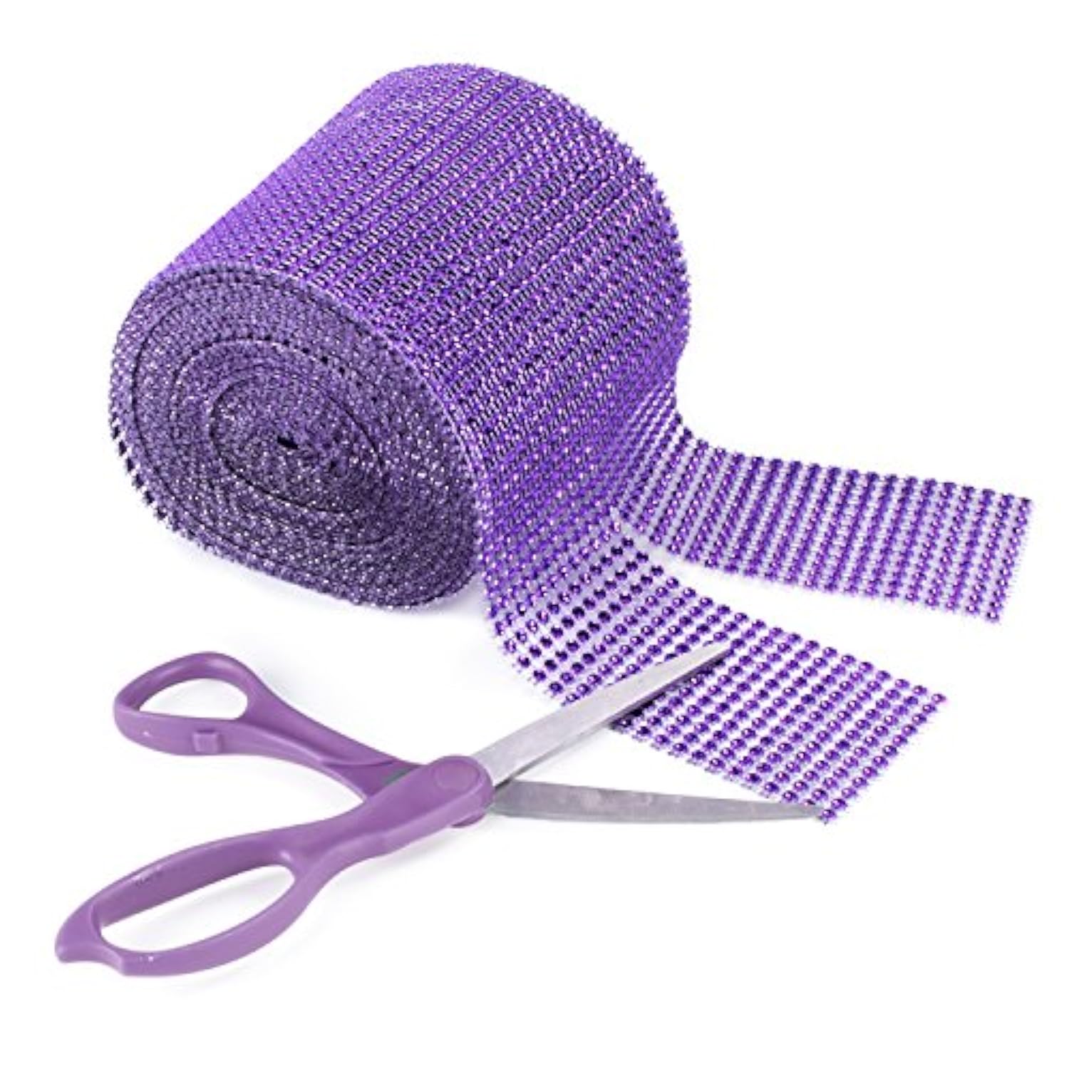 Purple Rhinestone Diamond Style Arts And Crafts Decorating Mesh Ribbon