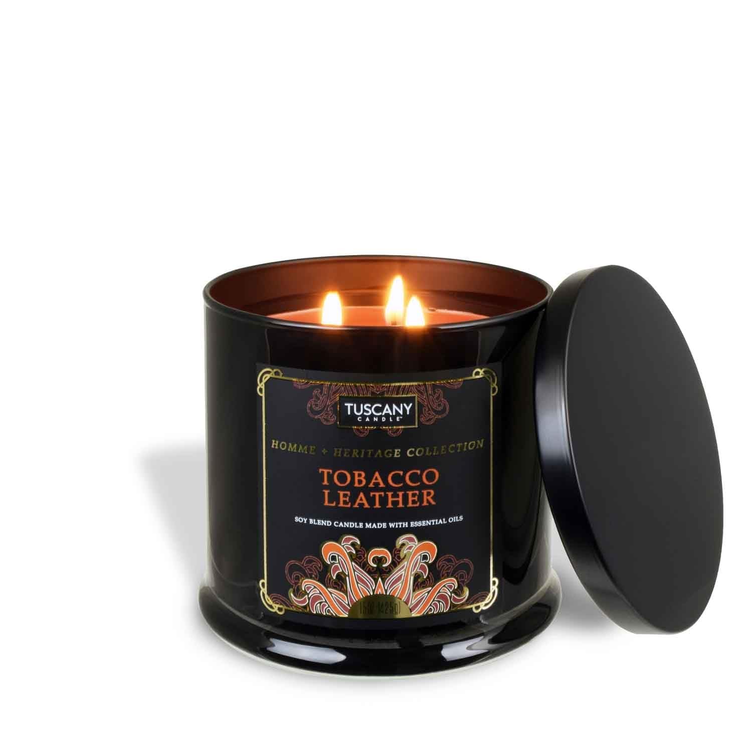 Tuscany Candle Tobacco Leather Scented Jar Candle, 15 oz