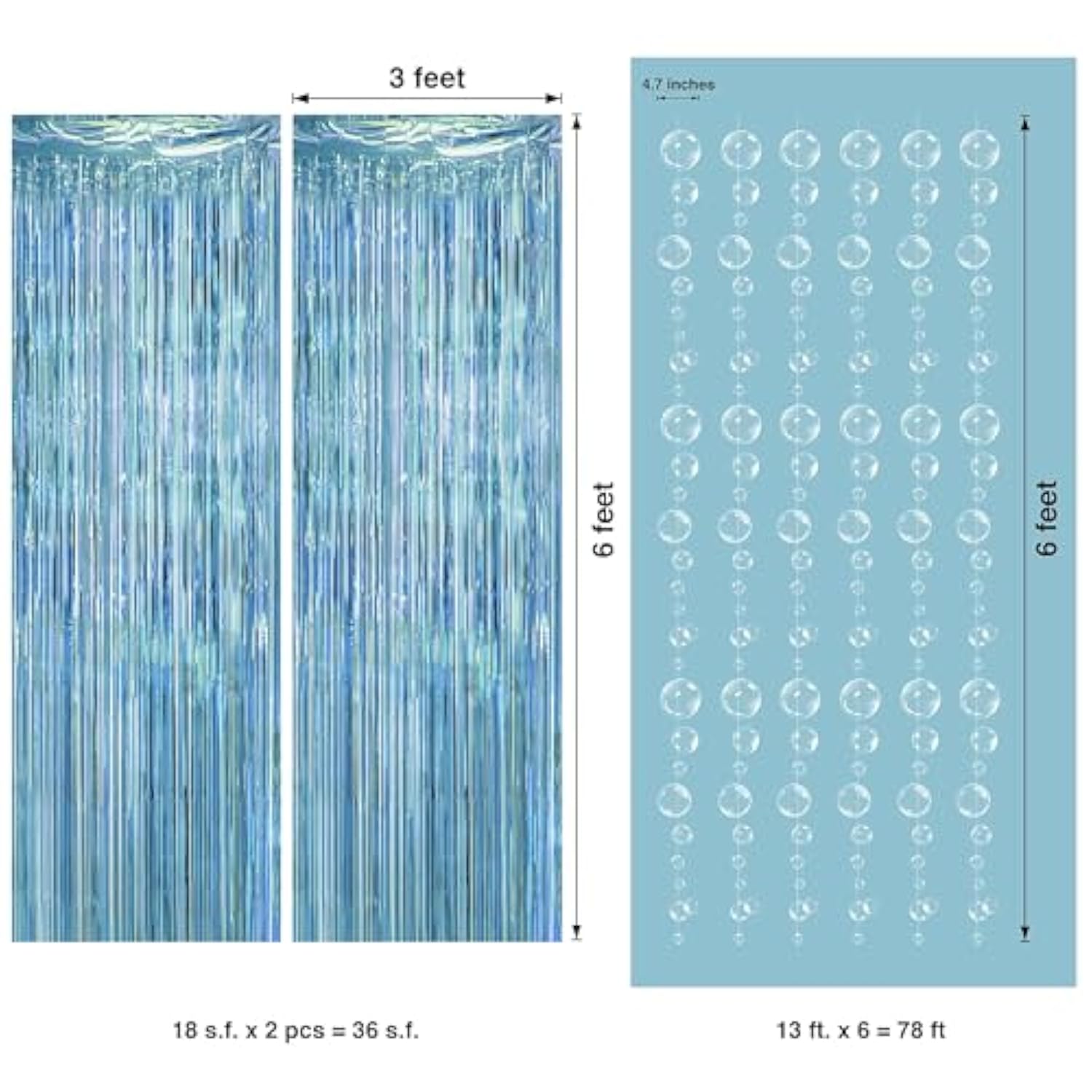 Under the Sea Bubble Garland & Foil Fringe Curtain Mermaid, Ocean and Beach Party Decor