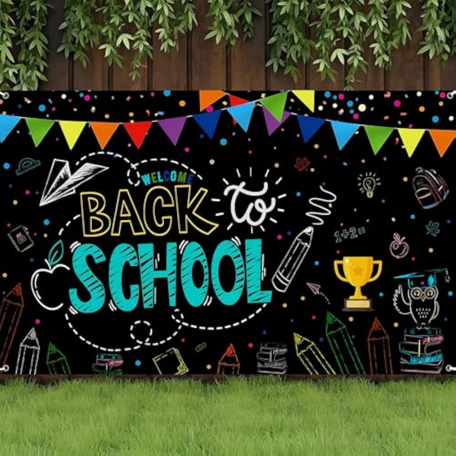 Welcome Back To School Backdrop Banner Sign 72X44 Inch, Back To School Party Decorations First Day Of School Banner Bulletin Board Welcome School Decor For Classroom