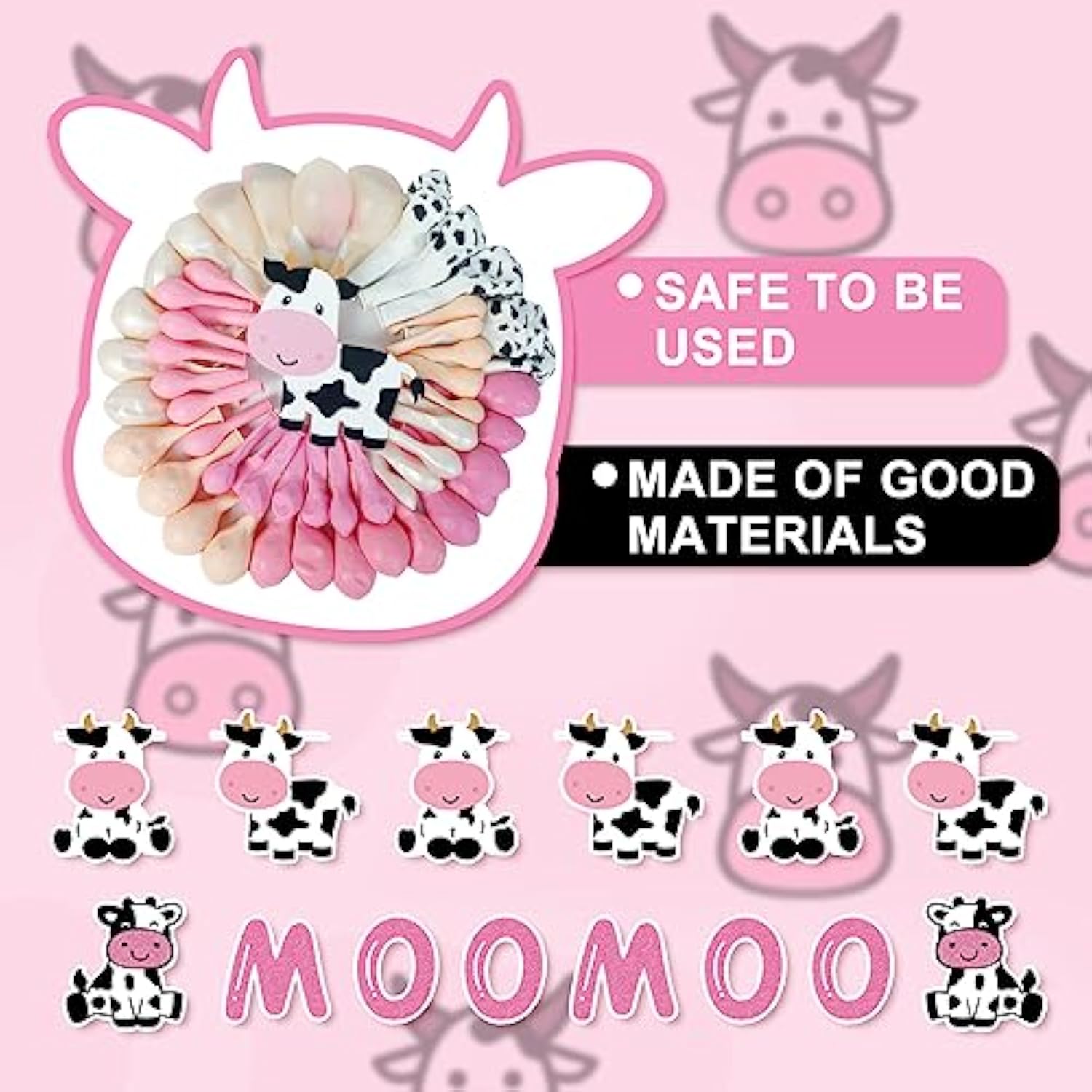 Pink Cow Balloons Garland Arch Kit, 140Pcs Pastel Pink Confetti Cow Print Balloons Moomoo Banners Foil For Western Cowboy Cowgirl Farm Animal Themed Baby Shower Birthday Party Decorations Supplies