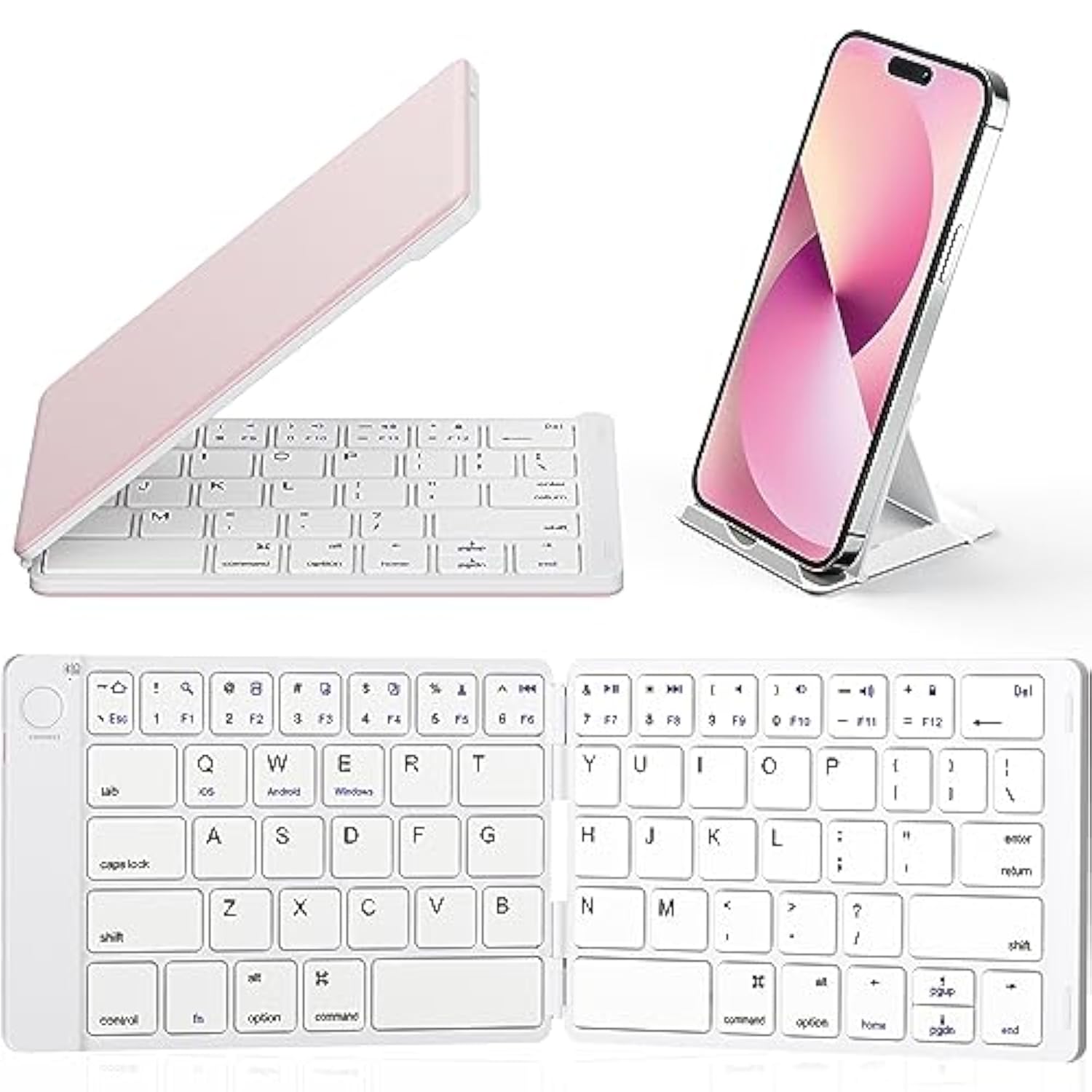 Foldable Bluetooth Keyboard - Portable Wireless Keyboard With Stand Holder, Re