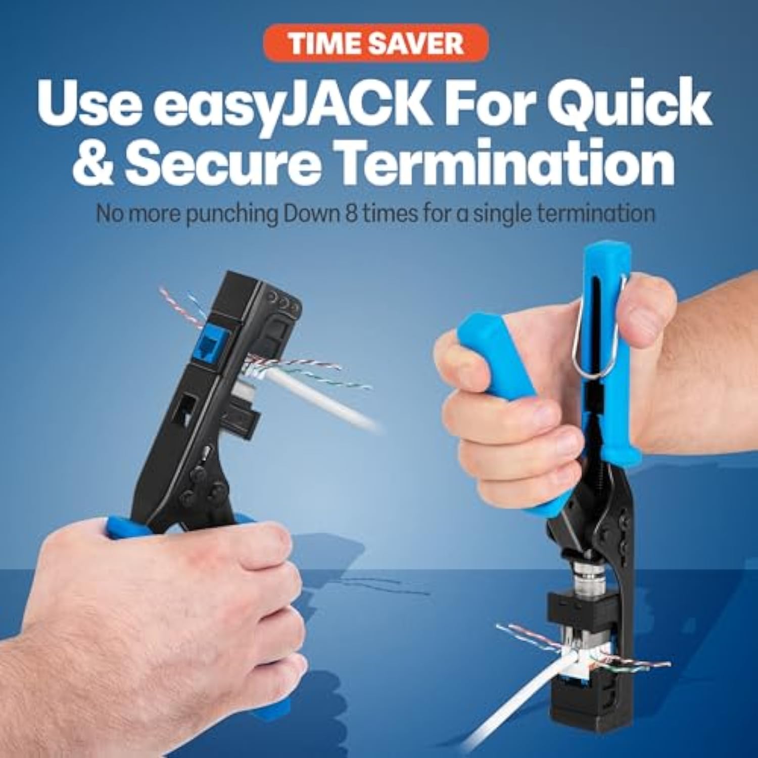 90° Angled Cat6/5E Keystone Jack In Blue - Slim Profile Rj45 Ethernet Connecto