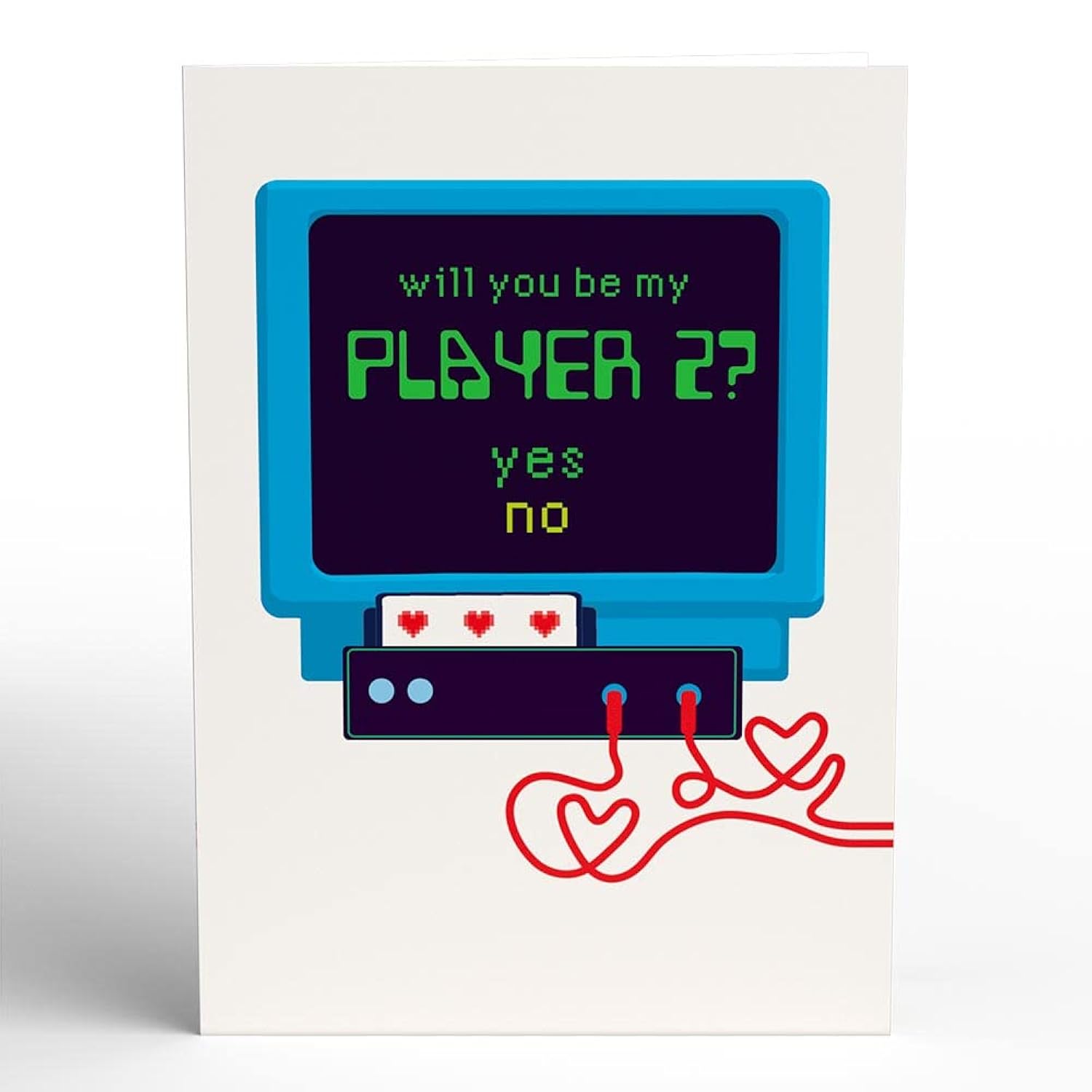 Everyday Pop-Up Card For Her, Him - 3D Love Novelty Greeting Cards - Video Game Be My Player 2-5" X 7" - Blank Notecard & Envelope Included