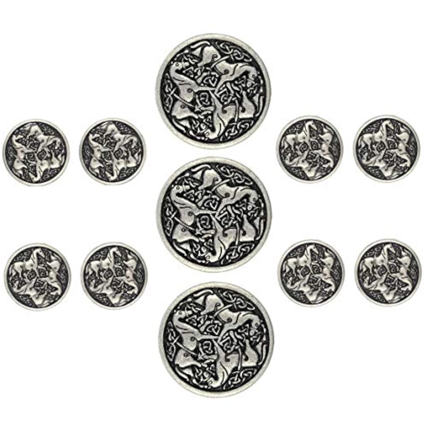 Celtic Horses Metal Shank Buttons. Blazer Button Set. 3 Pcs Of 25Mm, 8