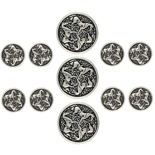 Celtic Horses Metal Shank Buttons. Blazer Button Set. 3 Pcs Of 25Mm, 8