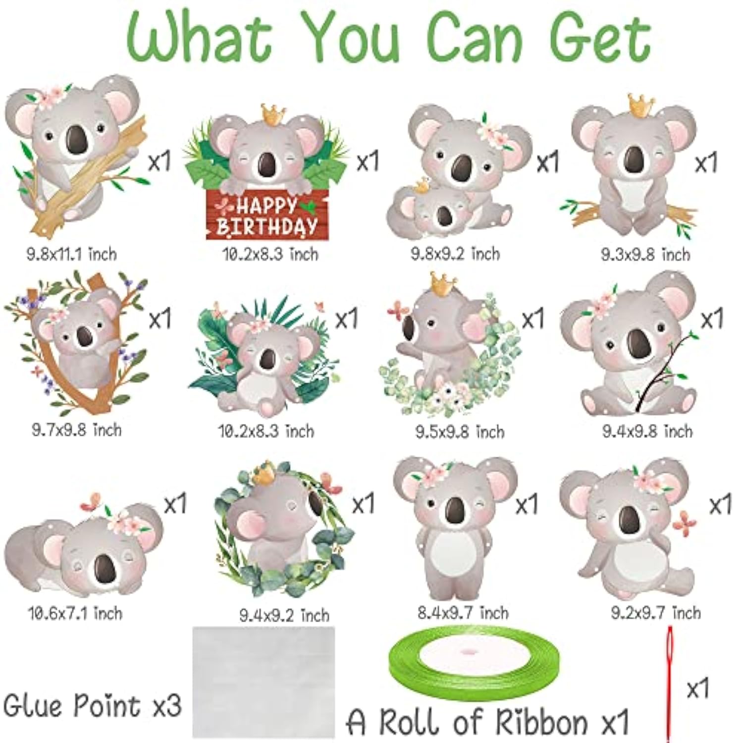 Kaola Birthday Party Decorations Koala Happy Birthday Door Signs Koala Theme Cutouts Banners For Jungle Safari Birthday Party Wild One Party Baby Shower Supplies