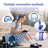 S62 Kids Bluetooth Headphones, Wireless Headphones For Kids Over Ear With Microphone, 85/94Db Volume Limiter Headphones For Girls Boys, Foldable Headphones For Learning & Entertainment-Blue