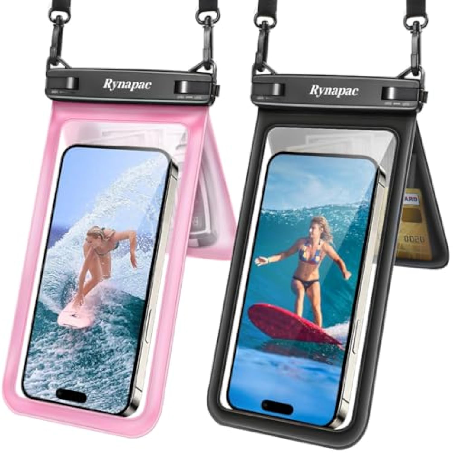 Double Space Waterproof Phone Pouch, 2 Pack Waterproof Phone Case With Lanyard For Iphone 16 15 14 Pro Max Up To 8.5’’, Cellphone Dry Bag For Beach Vacation Travel Cruise Essentials