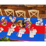 3 Pcs Blue And Red Tablecloth For Parties Plastic Dot Tablecloths Printed Table Runner Waterproof Disposable Rectangle Table Cover For Birthday Wedding Graduation Party, 54" X 108"